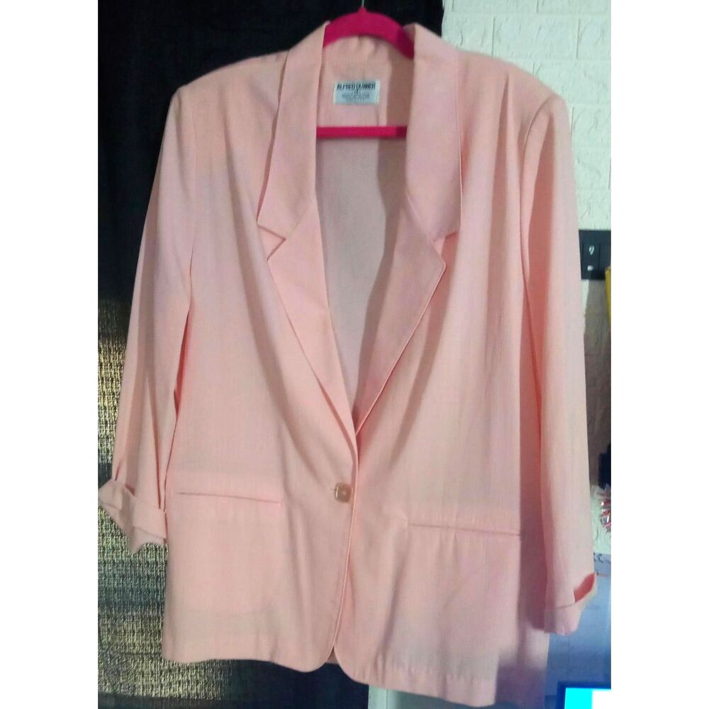 Alfred Dunner Easter Pink Vintage Lightweight Blazer Jacket Rayon Blend 14...b6